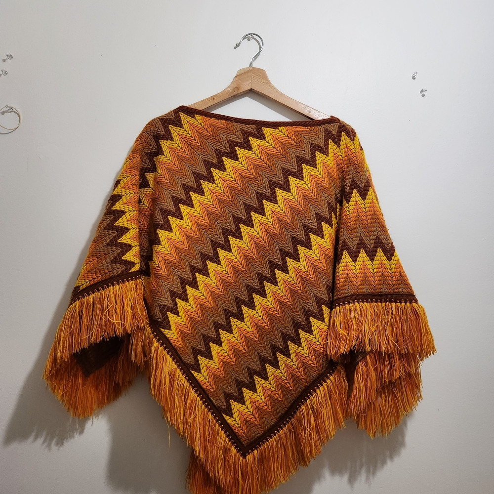 Chevron Patterned Poncho Sweater